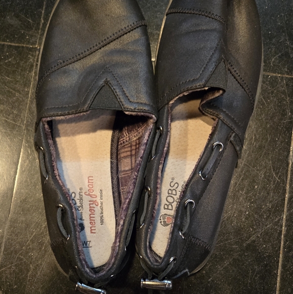 Bobs from Sketchers memory foam slip on shoes black leather womens size 7. NWOB - Picture 9 of 13